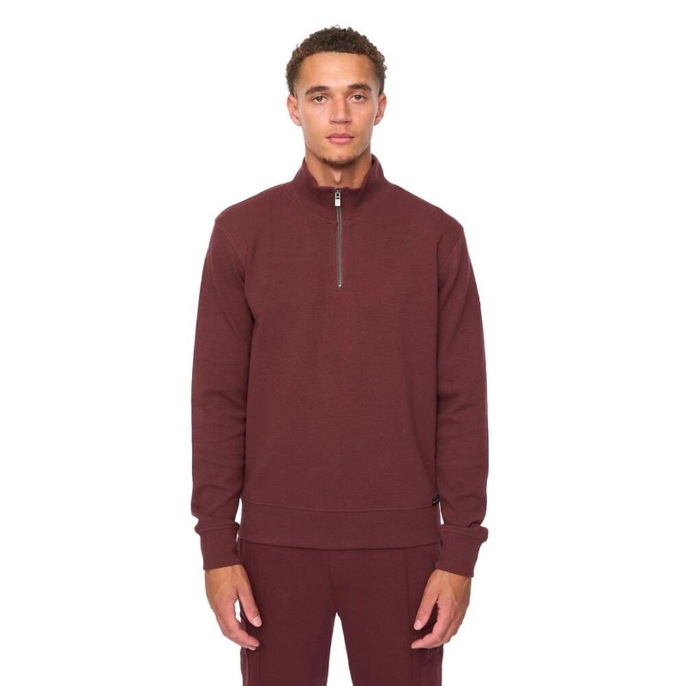 Duck and Cover Mens Slellmoore Quarter Zip Sweatshirt / Wine